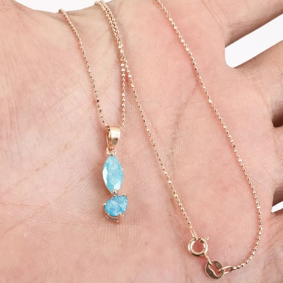 Aquamarine & gold earring & necklace SET - Picture 2 of 6